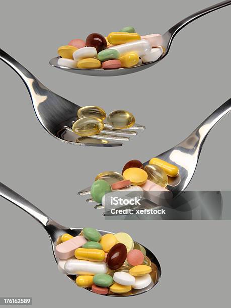 Spoon And Fork Of Health Stock Photo - Download Image Now - Addiction, Alternative Therapy, Antibiotic
