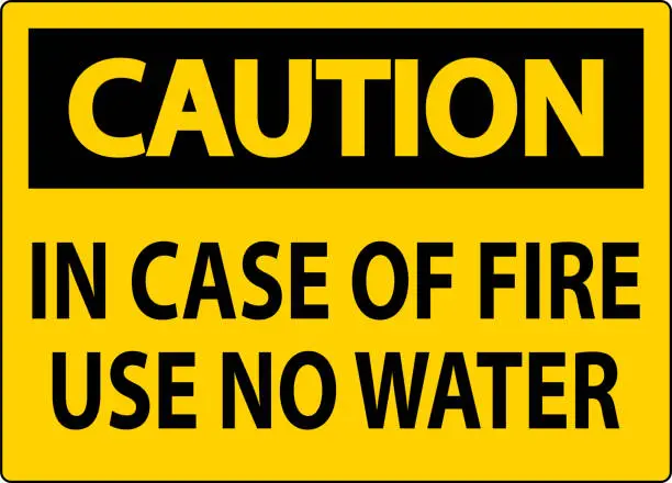 Vector illustration of Danger Sign Danger - In Case Of Fire Use No Water