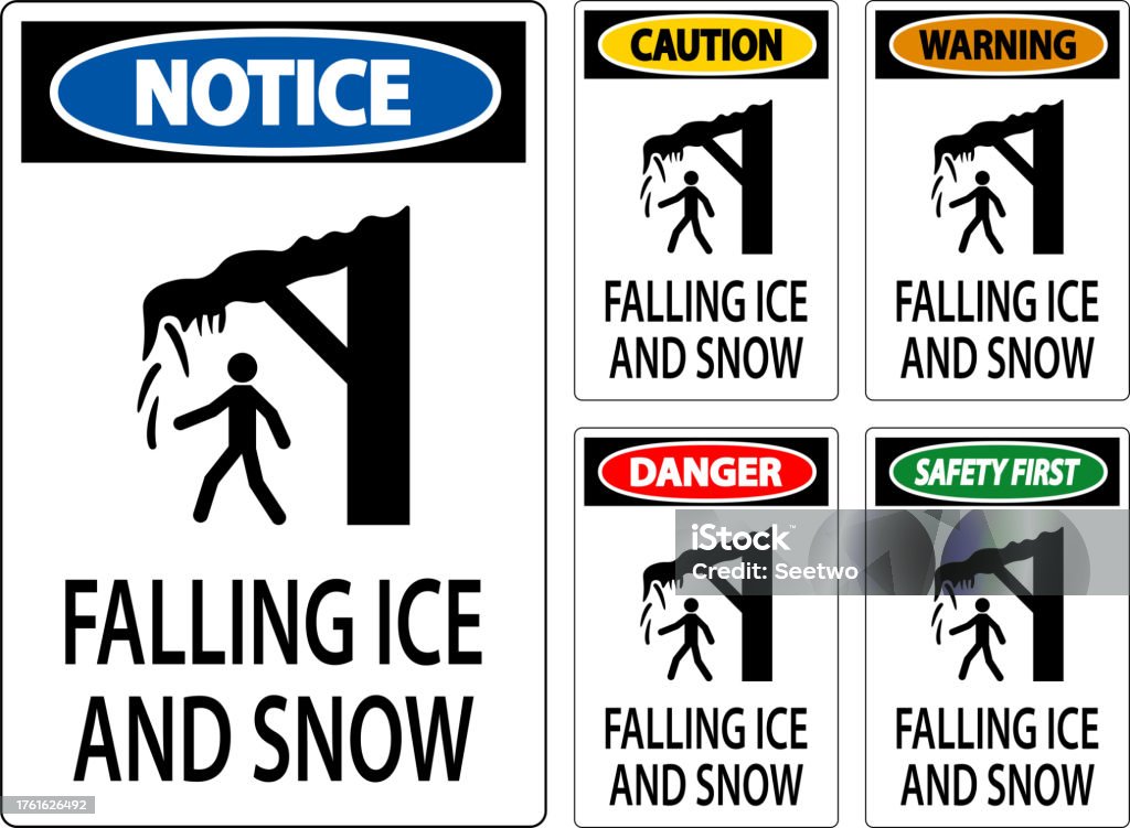 Ice Sign Vector Ice And Snow Warning Sign Caution Falling Ice And Snow Sign Stock ...