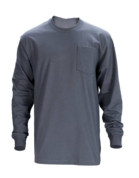 istock Men's blank, gray long sleeved t-shirt front-isolated on white 176163024
