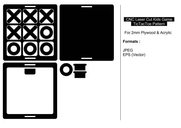 Vector illustration of Laser cnc tic tac toe