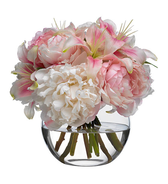 istock Peony and Lily Bouquet on white background 176163863