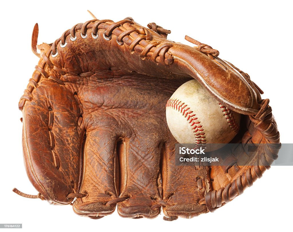 Guanto da Baseball su bianco - Foto stock royalty-free di Afferrare