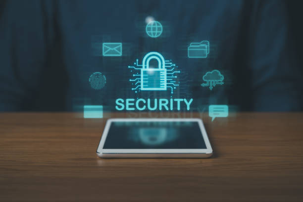 istock Business man using tablet with padlock and security icons screen, cybersecurity system concept, cloud computing, internet network communication 1761644797