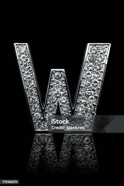 Diamond Alphabet W Stock Photo - Download Image Now - Alphabet, Black Background, Bright