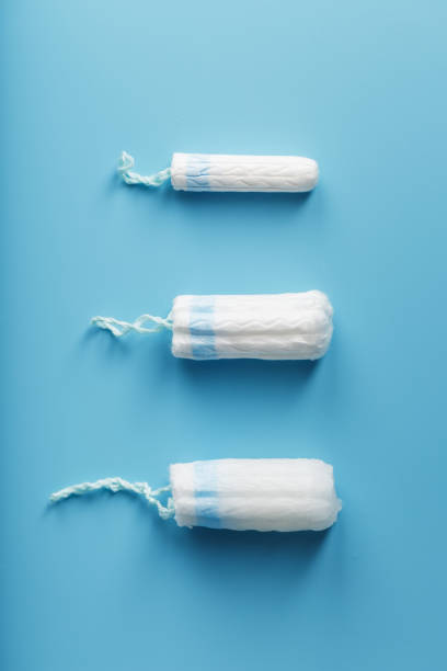 istock Gynecological tampons on a blue background free space 1761668927