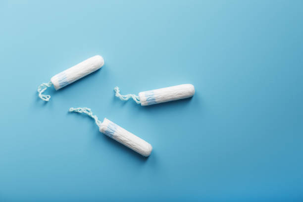 istock Gynecological tampons on a blue background free space 1761668948