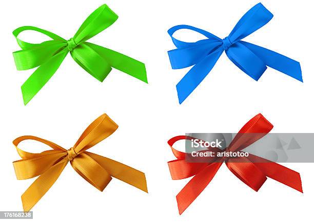 Color Bows De Regalos Foto de stock y más banco de imágenes de Amarillo - Color - Amarillo - Color, Azul, Caja de regalo