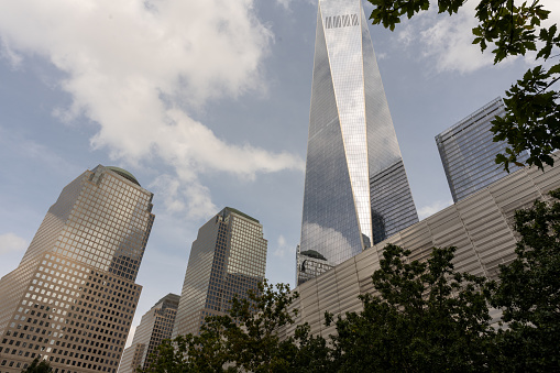 New York city Manhattan downtown skyline financial district cityscape