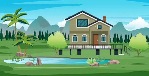 Vector illustration of Country house.