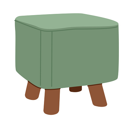 Padded stool is isolated on a white background. Flat vector illustration.