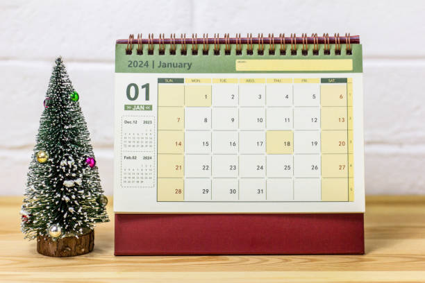 istock Hello January. January 2024 calendar for planning on the table. 1761707450