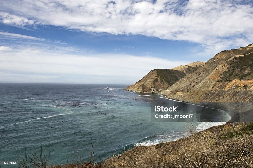 Big Sur Highway with bridge "This fantastic view is along the Big Sur highway in Central California with the bridge named, Big Bridge." Backgrounds Stock Photo