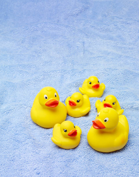 istock Yellow Rubber Ducks on a Blue Towel 176174679