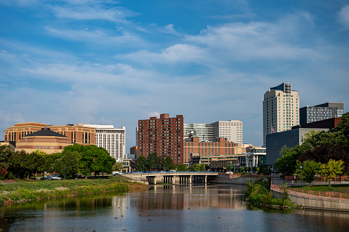 Skyline of Downtown Rochester, Minnesota, Viewed Over Zumbro River