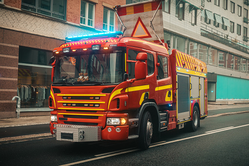 Fire emergency - Fire truck on the road