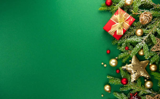istock An original beautiful composition for a Christmas card or invitation in green tones. 1761822682