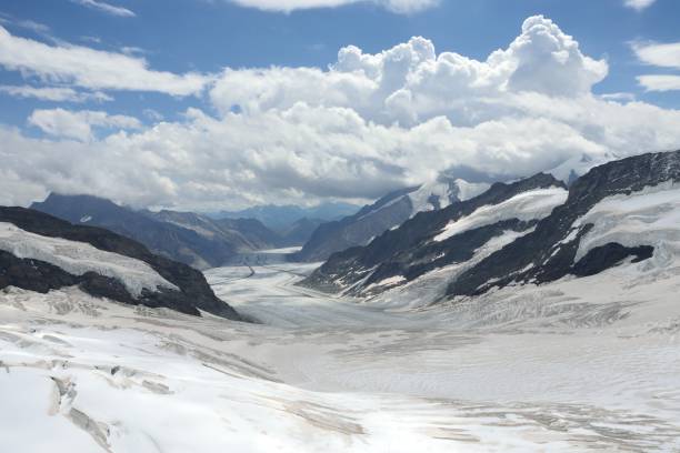 ледник алеч, швейцария - aletsch glacier european alps mountain range eiger стоковые фото и изображения