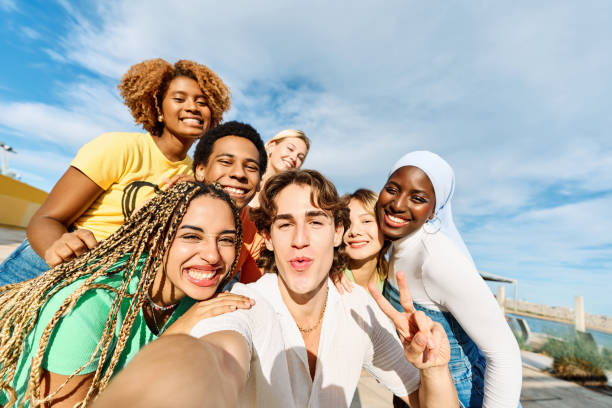 istock Peaceful multicultural friends taking a selfie outdoors 1761862608