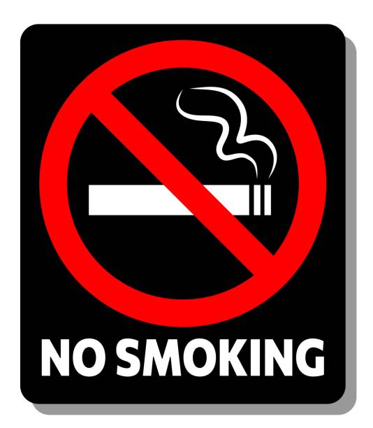 istock No smoking warning sign. Illustration with text: No smoking. Black symbol prohibiting smoking. Vector icon for tobacco-free areas regulations 1761886270