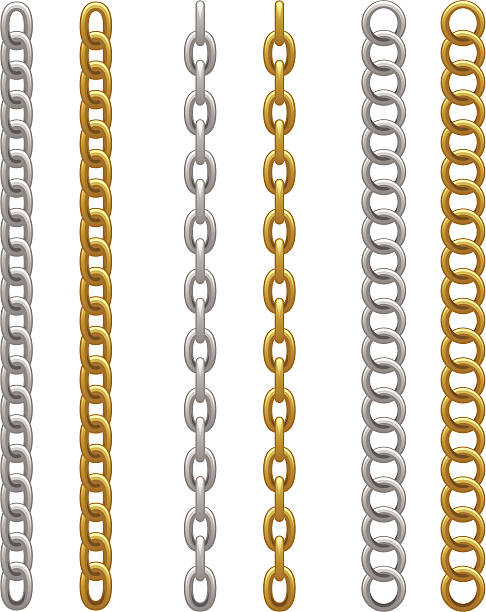 ilustrações de stock, clip art, desenhos animados e ícones de conjunto de cadeia - gold chain chain circle connection