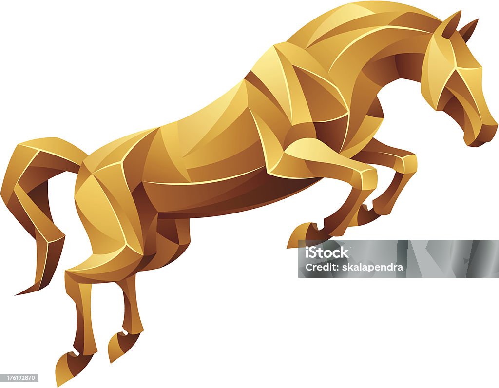 Golden horse jumping Golden horse jumping on a white background Horse stock vector