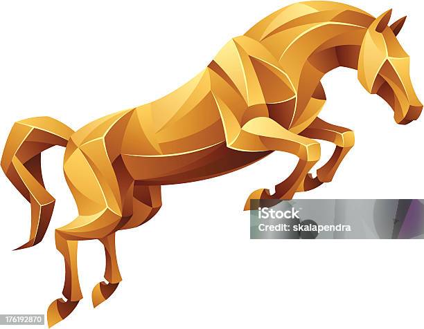 Golden Horse Jumping Stock Illustration - Download Image Now - Horse, Gold - Metal, Gold Colored