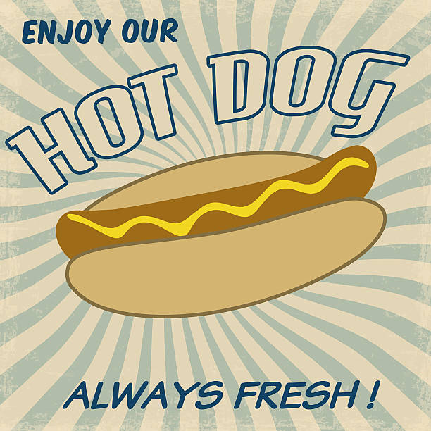 hot dog plakat - weenies stock illustrations