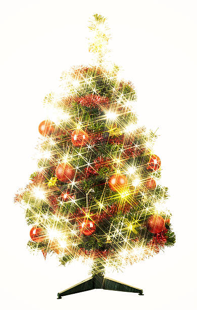 istock Decorated christmas tree with stars on white background 176192976