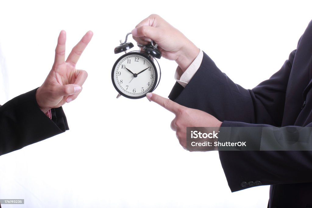 Hombre de negocios punto para pedir algo de reloj - Foto de stock de Cronometrador libre de derechos