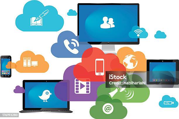 Cloud Computing Stock Illustration - Download Image Now - Blue, Bluetooth, Camera - Photographic Equipment