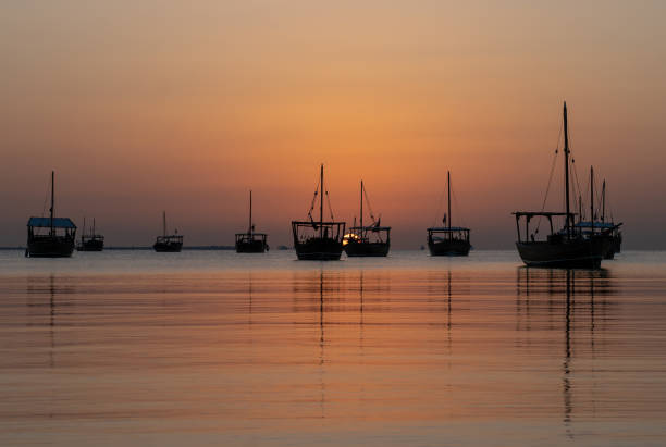 dhows na costa estacionado na praia de katara em qartar durante o festival dhow. - arabian peninsula - fotografias e filmes do acervo