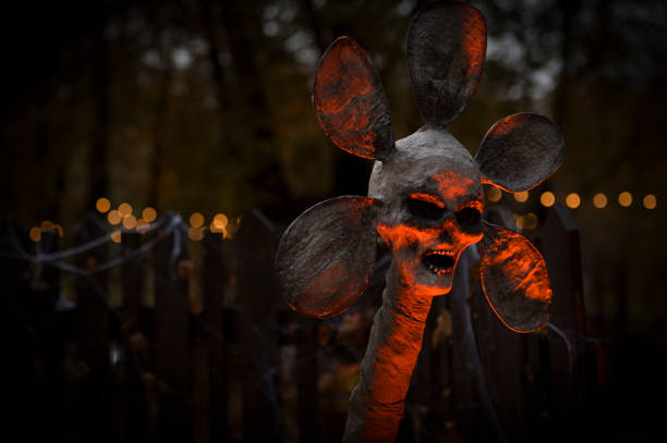 Halloween decoration, strange demon monster with many petals on the head