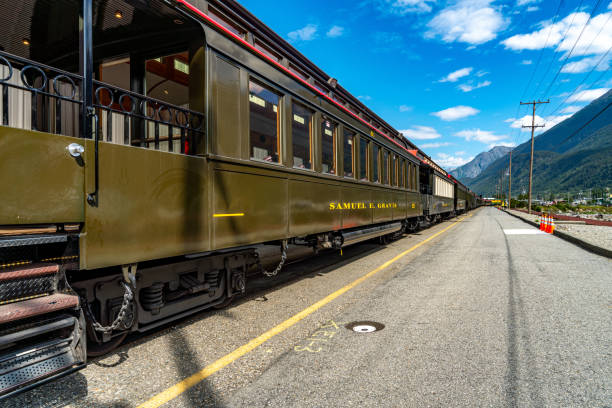 istock White Pass Summit excursion tour train at Klondike Gold Rush National Historical Park, Alaska, USA 1762010767
