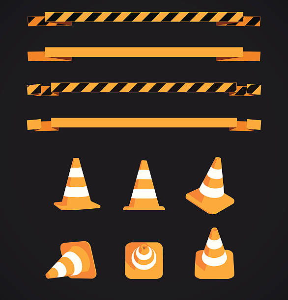 Vector warning strips and cones vector art illustration