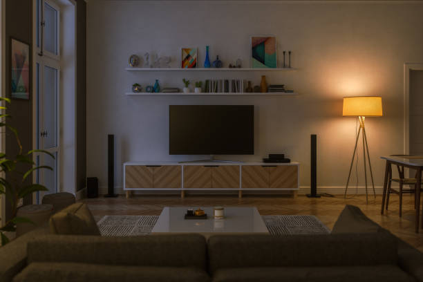 istock Scandinavian Style Modern Living Room At Night 1762031757