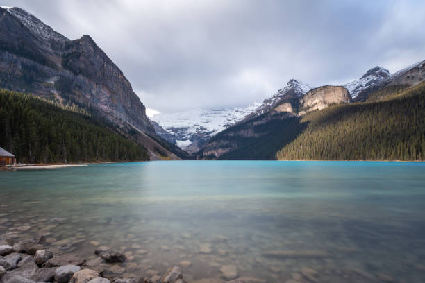 Transparent water of the Lake Louise in Alberta, Canada, the Banff National Park