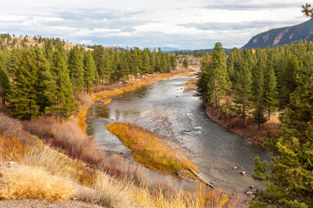 istock Blackfoot river valley. Autumn view from above 1762039751