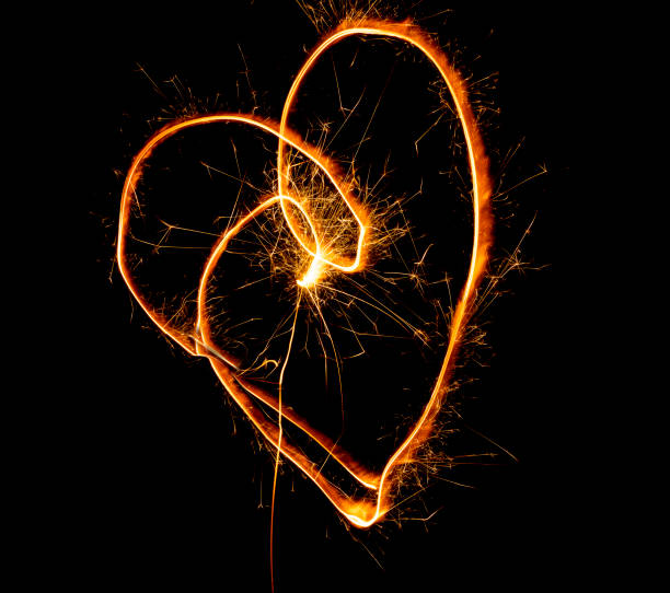 istock Heart drawn with sparklers on a black background 1762053698