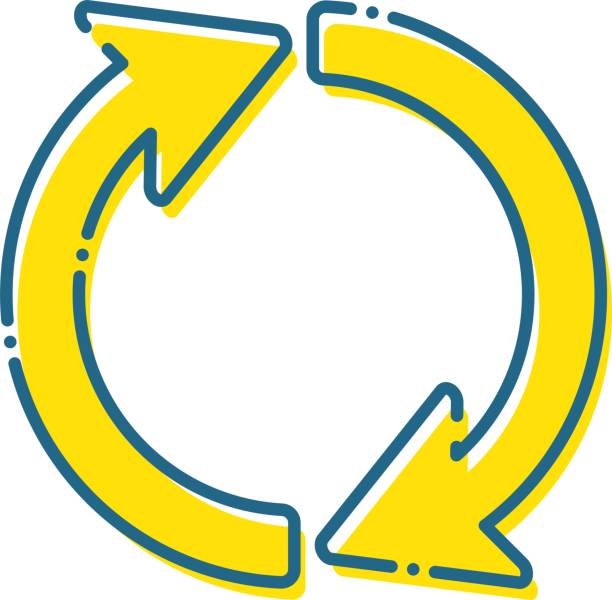 ilustrações, clipart, desenhos animados e ícones de ilustração de duas setas combinando e girando / material de ilustração (ilustração vetorial) - recycling symbol recycling symbol religious icon
