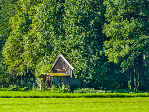 Old, red grunge barn