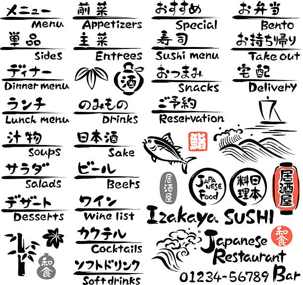 ilustrações, clipart, desenhos animados e ícones de comida japonesa menu - personagens japoneses