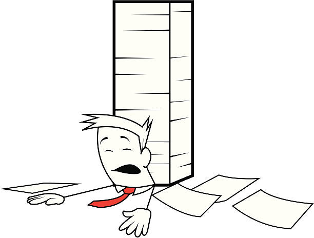 Square guy-Under the paper  stuck in room stock illustrations