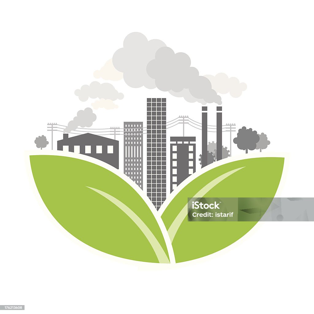 Pollué la ville - clipart vectoriel de Arbre libre de droits