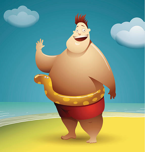 Funny Man Of The Sea Stock Illustration - Download Image Now - Overweight,  Beach, Men - iStock