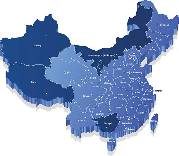 Vector illustration of China 3D Map