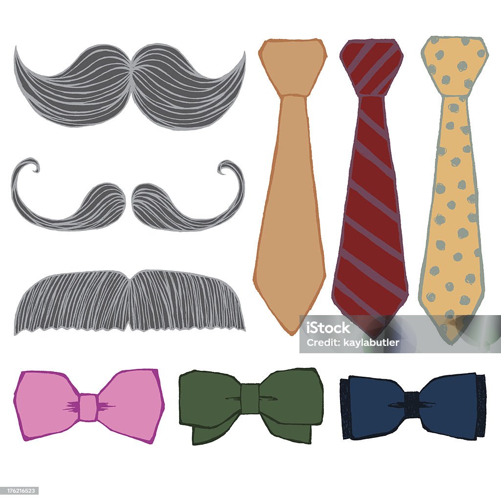 Set moustache et nœud papillon - clipart vectoriel de Contour libre de droits