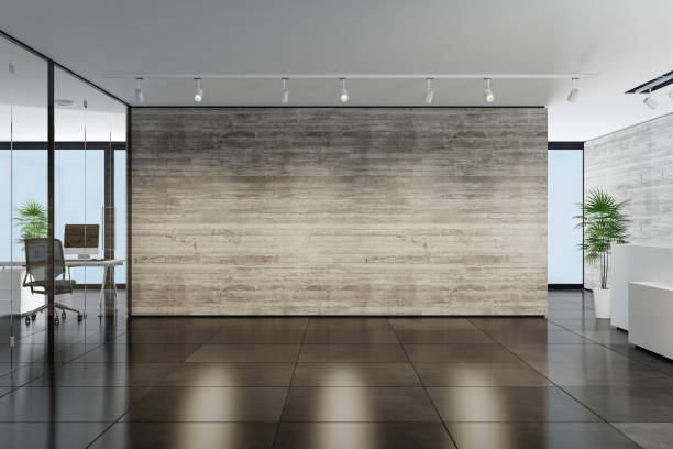 istock Modern office interior reception area with big desk 1762169561