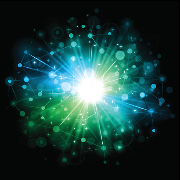 Digital network background Bright sparkling technology network on a black background. EPS10 file using transparencies. galaxy diagram stock illustrations