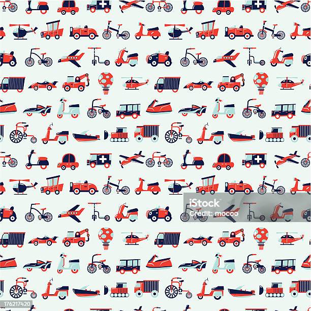 Seamless Pattern Retrò Di Trasporto - Immagini vettoriali stock e altre immagini di Camper - Camper, Locomotiva, Mezzo di trasporto marittimo